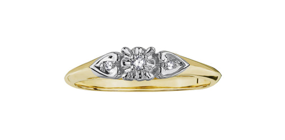 10K Yellow Gold Diamond Promise Ring with Heart Shoulders