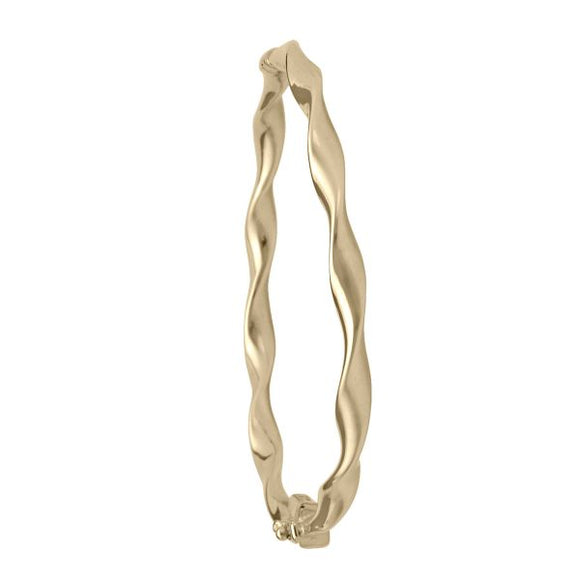 10K Yellow Gold Twisted Hinged Bangle