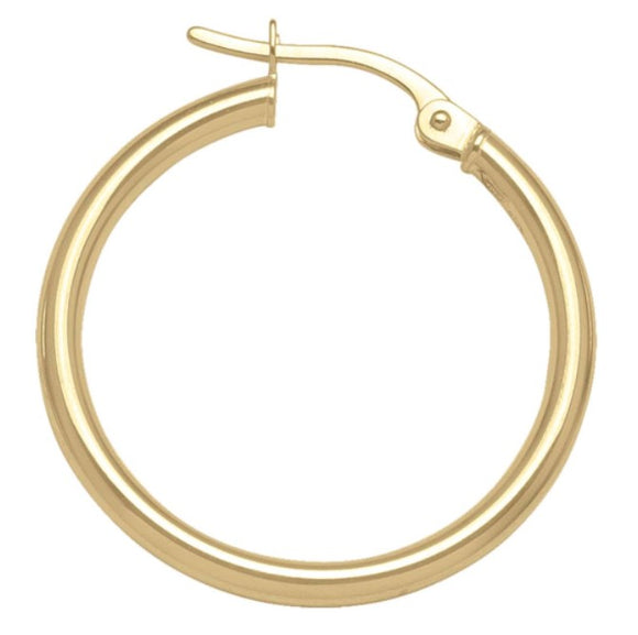 10K Yellow Gold 2mm Tube Large Hoops