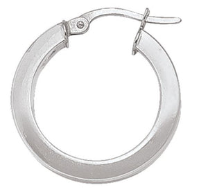 10K White Gold Square 2.5mm Medium  Round Hoops