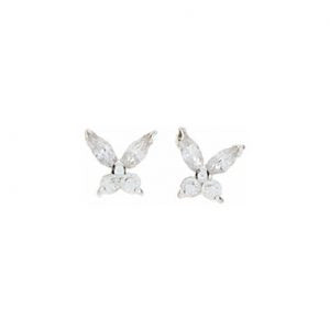 Sterling Silver CZ Butterfly Stud Earrings