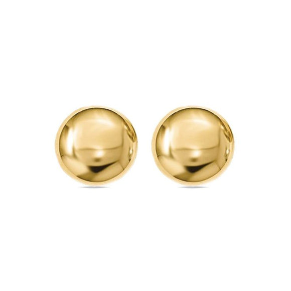 10K Yellow Gold High Polish Button Stud Earrings