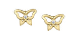 10K Yellow Gold Diamond Butterfly Stud Earrings