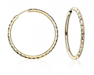 10K Yellow Gold 2mm x 15mm D/C Hoops