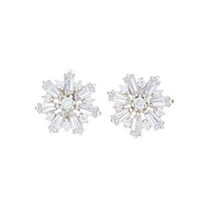 Sterling Silver CZ Star Stud Earrings