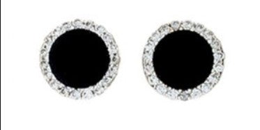 Sterling Silver Round Black Studs with CZ