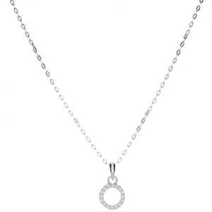 Sterling Silver Small CZ Circle Pendant with 18" Chain