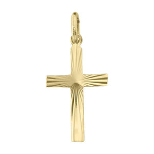 10K Yellow Gold Diamond Cut Cross Pendant