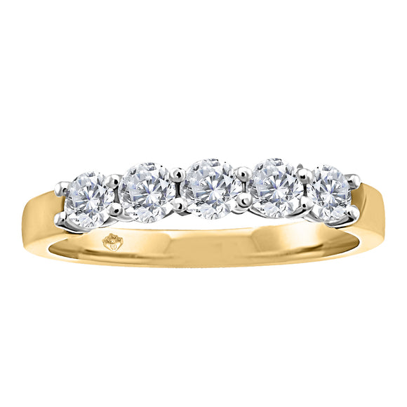 14K Yellow/White Gold 5 Diamond Anniversary Ring