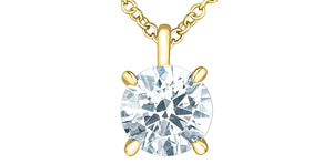 14K Yellow Gold Lab Grown Diamond 4 Claw Pendant with 16"- 18" Chain