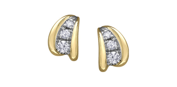 10K Yellow Gold 6 Diamond Stud Earrings