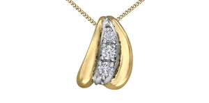 10K Yellow Gold 3 Diamond Pendant with 17"-18" Chain