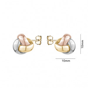 10K Yellow/White/Rose Gold Love Knot Stud Earrings