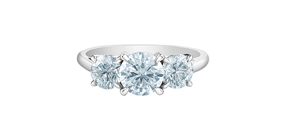 14K White Gold 3 Lab Grown Diamond Engagement Ring