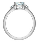 14K White Gold Lab Grown Cushion Cut Diamond (Set Sideways) & 2 Lab Grown Round Diamond Engagement Ring