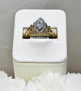 14K Yellow/White Gold Lab Grown Marquise Diamond & LG Diamond Fancy Ring