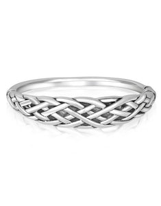 Sterling Silver Electroform Woven Pattern Hinge Bangle