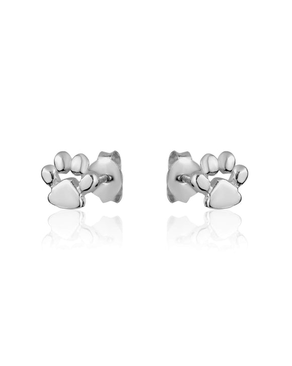 Sterling Silver Tiny Paw Stud Earrings