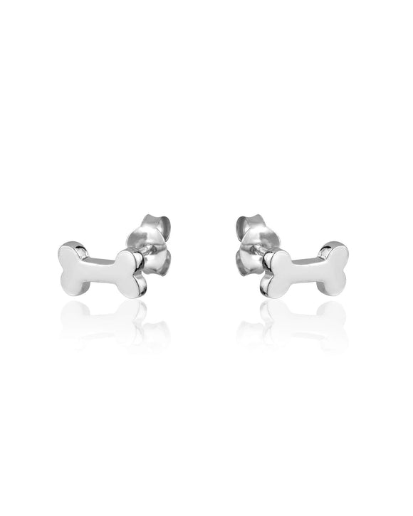 Sterling Silver Tiny Dog Bone Stud Earrings