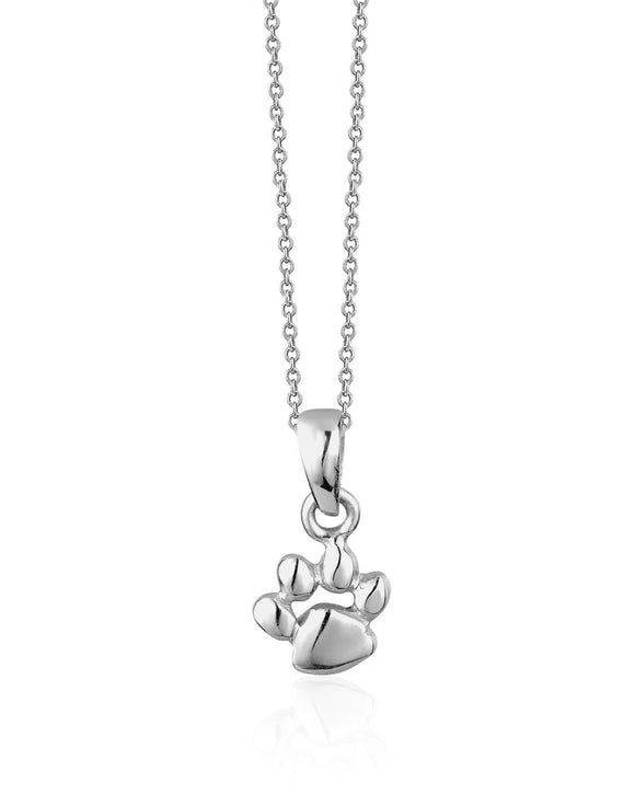 Sterling Silver Tiny Paw Pendant with 16-18