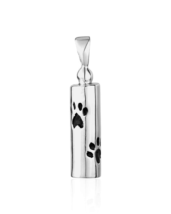Sterling Silver Urn Pendant with Paw Prints