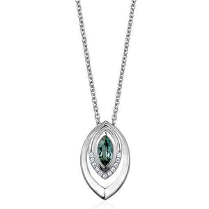 Sterling Silver Synthetic Marquise Shaped Green Spinel with CZ & 16-18" Chain