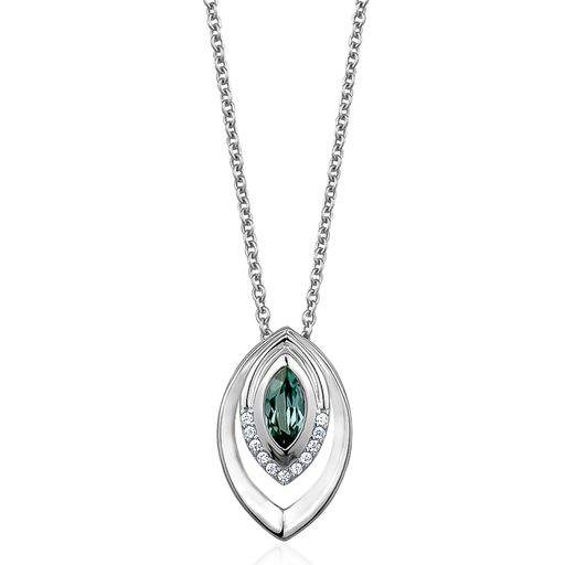Sterling Silver Synthetic Marquise Shaped Green Spinel with CZ & 16-18