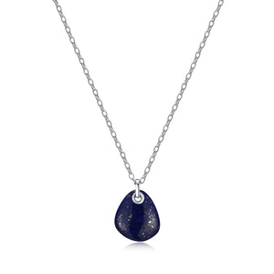Elle Sterling Silver "Pebble" Lapis Lazuli Pendant with 17" + 3"