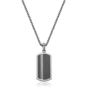 Steelx Stainless Steel Carbon Fibre Dog Tag with 20" Box Chain
