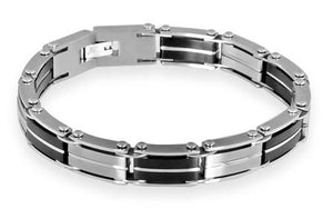 Steelx Stainess Steel IP Black Plated Rectangular Link 8" Bracelet