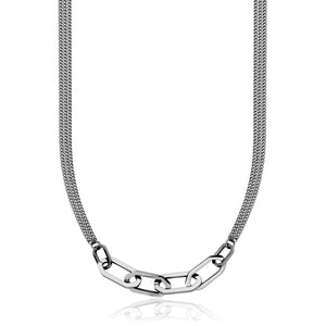 Steelx Stainless Steel Geometric Link Triple Strand 18" + 2" Necklace