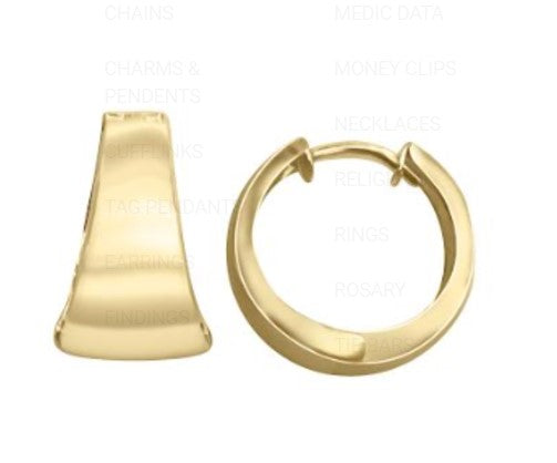 10k Yellow Gold Tapered Hoop Huggie