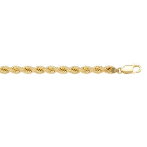 10K Yellow Gold 4mm Hollow Rope Bracelet 7"