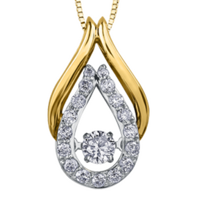 10K Yellow/White Gold Canadian Diamond and Diamond "Pulse" Pendant w/ 18" Chain