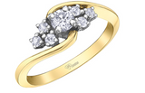 10K Yellow/White Gold Canadian Diamond and Diamond Shoulder Stone Engagement Ring