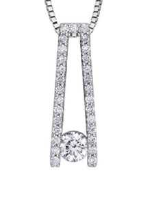 10K White Gold Canadian Diamond & Diamond Pendant with 16-18" Chain