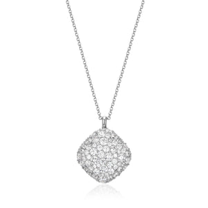 Elle Sterling Silver "Glimmer" 13.5mm CZ Rhombus Pendant with 17"+3" Chain