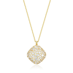 Elle Sterling Silver/Yellow Gold Plate "Glimmer" CZ 13.5mm Rhombus Pendant & 17"+3" Chain