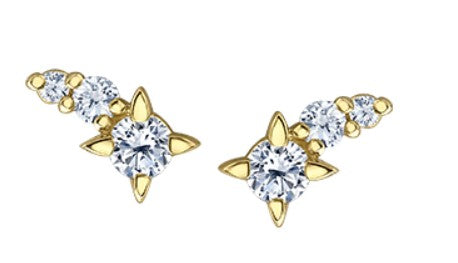 14K Yellow Gold Canadian Diamond Stud Earrings