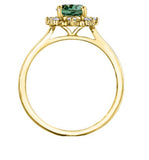 14K Yellow Gold Oval Green Tourmaline Cluster Ring with Canadian Diamonds