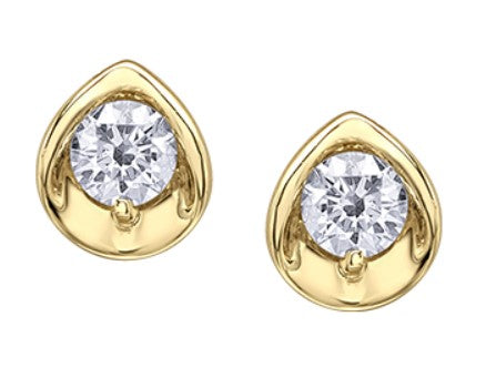 10K Yellow Gold Canadian Diamond Stud Earrings