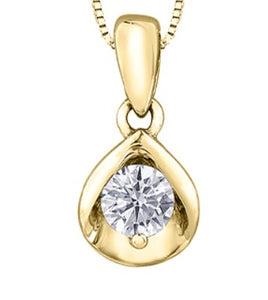 10K Yellow Gold Canadian Diamond Pendant with 17"-18" Chain