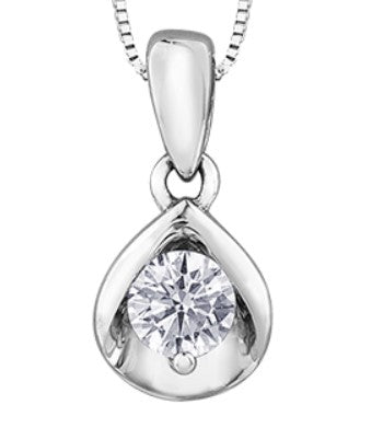 10K White Gold Canadian Diamond Pendant with 18