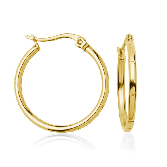 Steelx Stainless Steel/Yellow Gold Plate 25mm Hoops