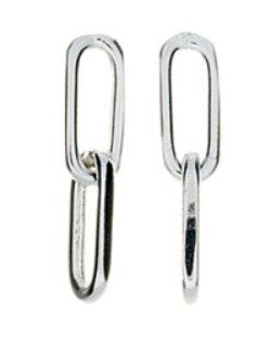 Sterling Silver Double Paperclip Dangle Stud Earrings