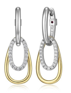 Elle Sterling Silver/Yellow Gold Plate "Circadia" CZ Hoops