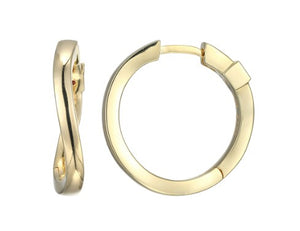 Elle Sterling Silver/Yellow Gold Plate "Luna" Curved 20mm Hoops