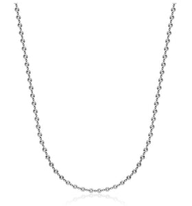 Sterling Silver 4mm D/C Circle Necklace 16"+2"
