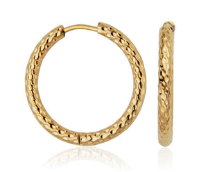 Steelx Stainless Steel/Yellow Gold Plate 25mm Texture Hoops