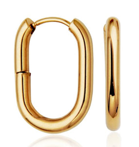 Steelx Stainless Steel/Yellow Gold Plate Square Oval Tube Hoop 16mm